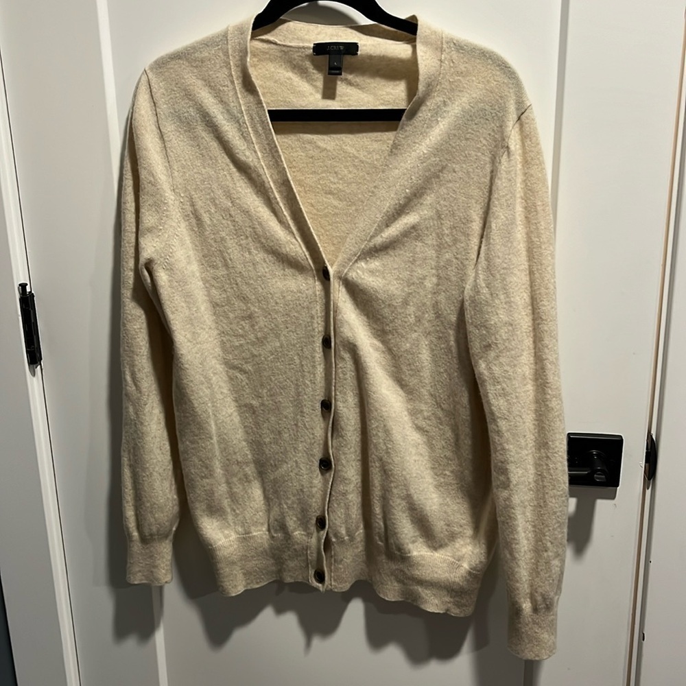 J Crew Oatmeal Wool Cashmere Blend Oversized Cardigan